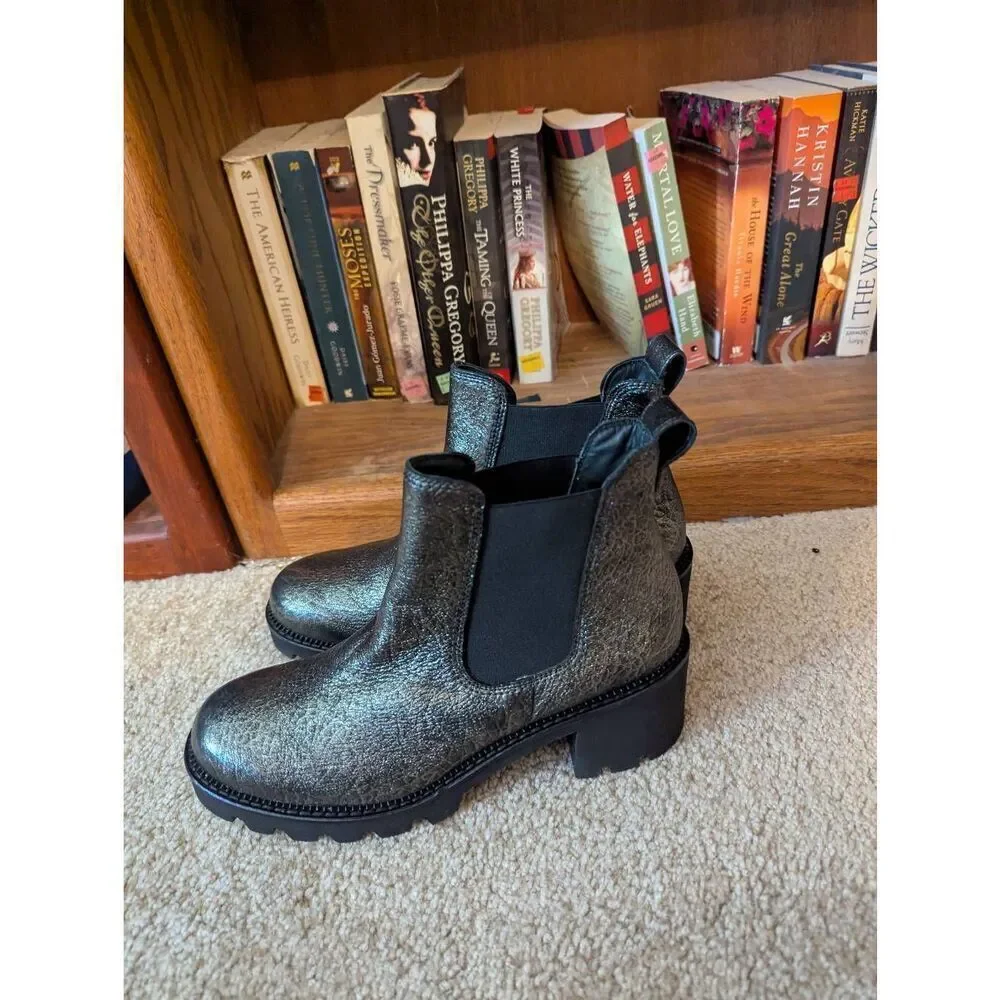 New $500 Paul Green Jada Lug Sole Chelsea Boot PLATFORM CHUNKY GUNMETAL Uk 5.5